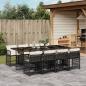 Preview: ARDEBO.de - 9-tlg. Garten-Essgruppe mit Kissen Schwarz Poly Rattan