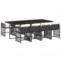 Preview: 9-tlg. Garten-Essgruppe mit Kissen Schwarz Poly Rattan