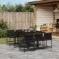 Preview: ARDEBO.de - 7-tlg. Garten-Essgruppe mit Kissen Schwarz Poly Rattan