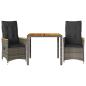Preview: 3-tlg. Bistro-Set mit Kissen Grau Poly Rattan
