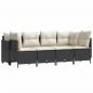 Preview: 5-tlg. Garten-Sofagarnitur mit Kissen Schwarz Poly Rattan