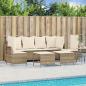 Preview: ARDEBO.de - 5-tlg. Garten-Sofagarnitur mit Kissen Beige Poly Rattan