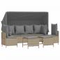 Preview: 5-tlg. Garten-Sofagarnitur mit Kissen Beige Poly Rattan