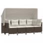 Preview: 5-tlg. Garten-Sofagarnitur mit Kissen Braun Poly Rattan