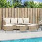 Preview: ARDEBO.de - 5-tlg. Garten-Sofagarnitur mit Kissen Beige Poly Rattan