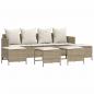 Preview: 5-tlg. Garten-Sofagarnitur mit Kissen Beige Poly Rattan