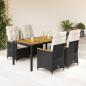 Preview: ARDEBO.de - 5-tlg. Garten-Essgruppe mit Kissen Schwarz Poly Rattan