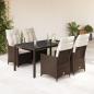 Preview: ARDEBO.de - 5-tlg. Garten-Essgruppe mit Kissen Braun Poly Rattan