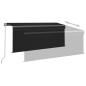 Preview: Markise Manuell Einziehbar mit Rollo & LED 3,5x2,5 m Anthrazit