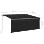 Preview: Markise Manuell Einziehbar mit Rollo & LED 3,5x2,5 m Anthrazit
