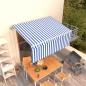 Preview: ARDEBO.de - Markise Automatisch Einziehbar mit Volant 3,5x2,5 m Blau & Weiß  