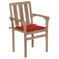 Preview: Gartenstühle 2 Stk. mit Roten Kissen Teak Massivholz 