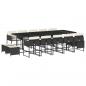 Preview: 15-tlg. Garten-Essgruppe mit Kissen Schwarz Poly Rattan
