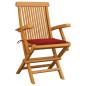 Preview: Gartenstühle mit Roten Kissen 2 Stk. Massivholz Teak