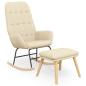 Preview: Schaukelsessel mit Hocker Creme Stoff