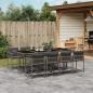 Preview: ARDEBO.de - 9-tlg. Garten-Essgruppe mit Kissen Grau Poly Rattan