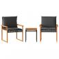 Preview: 3-tlg. Bistro-Set mit Kissen Schwarz Poly Rattan Akazienholz