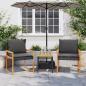 Preview: 3-tlg. Bistro-Set mit Kissen Schwarz Poly Rattan Akazienholz