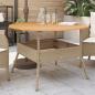 Preview: ARDEBO.de - Gartentisch mit Holzplatte Beige Ø110x71 cm Poly Rattan
