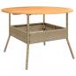 Preview: Gartentisch mit Holzplatte Beige Ø110x71 cm Poly Rattan