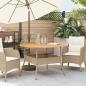 Preview: Gartentisch mit Holzplatte Beige Ø110x71 cm Poly Rattan