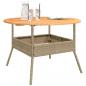Preview: Gartentisch mit Holzplatte Beige Ø110x71 cm Poly Rattan