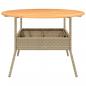 Preview: Gartentisch mit Holzplatte Beige Ø110x71 cm Poly Rattan
