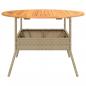 Preview: Gartentisch mit Holzplatte Beige Ø110x71 cm Poly Rattan