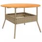 Preview: Gartentisch mit Holzplatte Beige Ø110x71 cm Poly Rattan