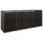 Preview: ARDEBO.de - Mülltonnenbox für 4 Tonnen Schwarz 274x80x117 cm Poly Rattan