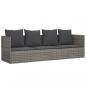 Preview: Outdoor-Loungebett mit Kissen Grau Poly Rattan