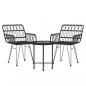Preview: 3-tlg. Garten-Essgruppe Schwarz Poly Rattan