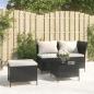 Preview: ARDEBO.de - 3-tlg. Garten-Lounge-Set mit Kissen Schwarz Poly Rattan