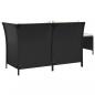 Preview: 3-tlg. Garten-Lounge-Set mit Kissen Schwarz Poly Rattan