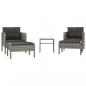 Preview: 5-tlg. Garten-Lounge-Set mit Kissen Grau Poly Rattan