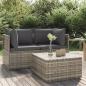 Preview: ARDEBO.de - 3-tlg. Garten-Lounge-Set mit Kissen Grau Poly Rattan