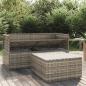 Preview: 3-tlg. Garten-Lounge-Set mit Kissen Grau Poly Rattan