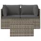 Preview: 3-tlg. Garten-Lounge-Set mit Kissen Grau Poly Rattan