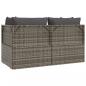 Preview: 3-tlg. Garten-Lounge-Set mit Kissen Grau Poly Rattan
