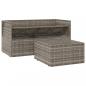 Preview: 3-tlg. Garten-Lounge-Set mit Kissen Grau Poly Rattan