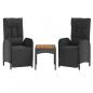 Preview: Garten-Relaxstühle 2 Stk. mit Tisch Schwarz Poly Rattan
