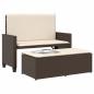 Preview: Gartenbank mit Kissen und Hocker Braun Poly Rattan
