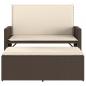 Preview: Gartenbank mit Kissen und Hocker Braun Poly Rattan