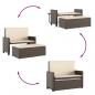 Preview: Gartenbank mit Kissen und Hocker Braun Poly Rattan