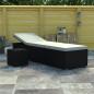 Preview: ARDEBO.de - Sonnenliege mit Auflage und Teetisch Poly Rattan Schwarz