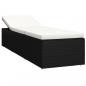 Preview: Sonnenliege mit Auflage und Teetisch Poly Rattan Schwarz