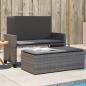 Preview: ARDEBO.de - Gartenbank mit Kissen und Hocker Grau Poly Rattan