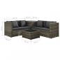 Preview: 4-tlg. Garten-Lounge-Set mit Kissen Poly Rattan Grau