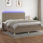 Preview: ARDEBO.de - Boxspringbett mit Matratze & LED Taupe 200x200 cm Stoff