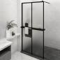 Preview: ARDEBO.de - Duschwand mit Ablage für Walk-In-Dusche Schwarz 118x190 cm ESG